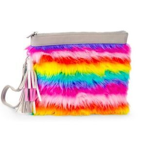 No Boundaries Fluffy Rainbow Wristlet - NWT